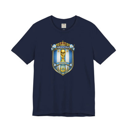 Argentina World Cup Trophy Shield Tee Soccer Fan Jersey by Printify