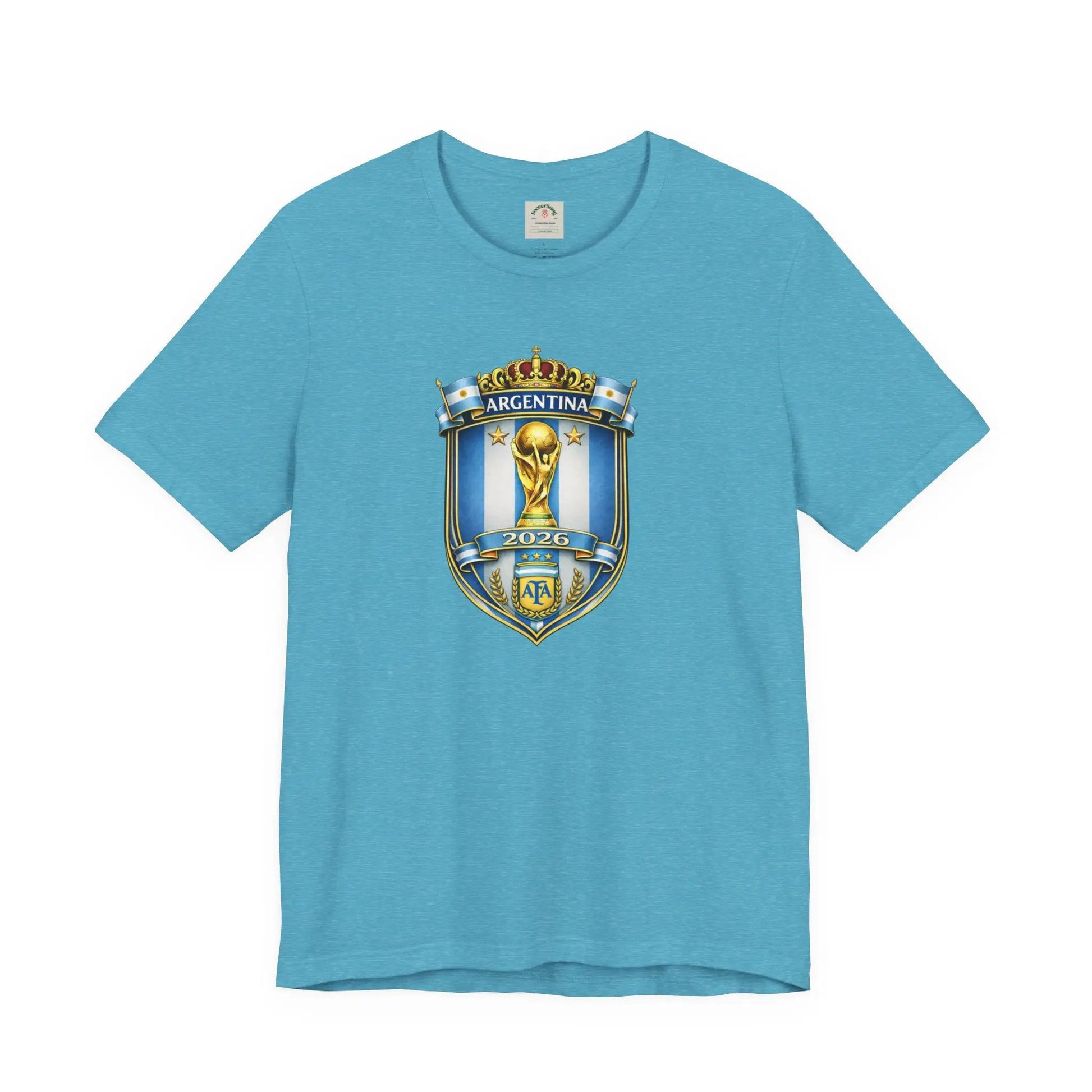 Argentina World Cup Trophy Shield Tee Soccer Fan Jersey by Printify