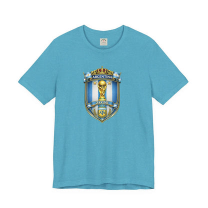 Argentina World Cup Trophy Shield Tee Soccer Fan Jersey by Printify