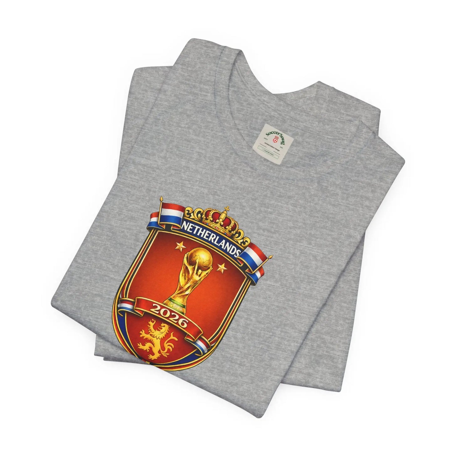 Netherlands World Cup 2026 Soccer Crest Tee Shirt Lions by Printify