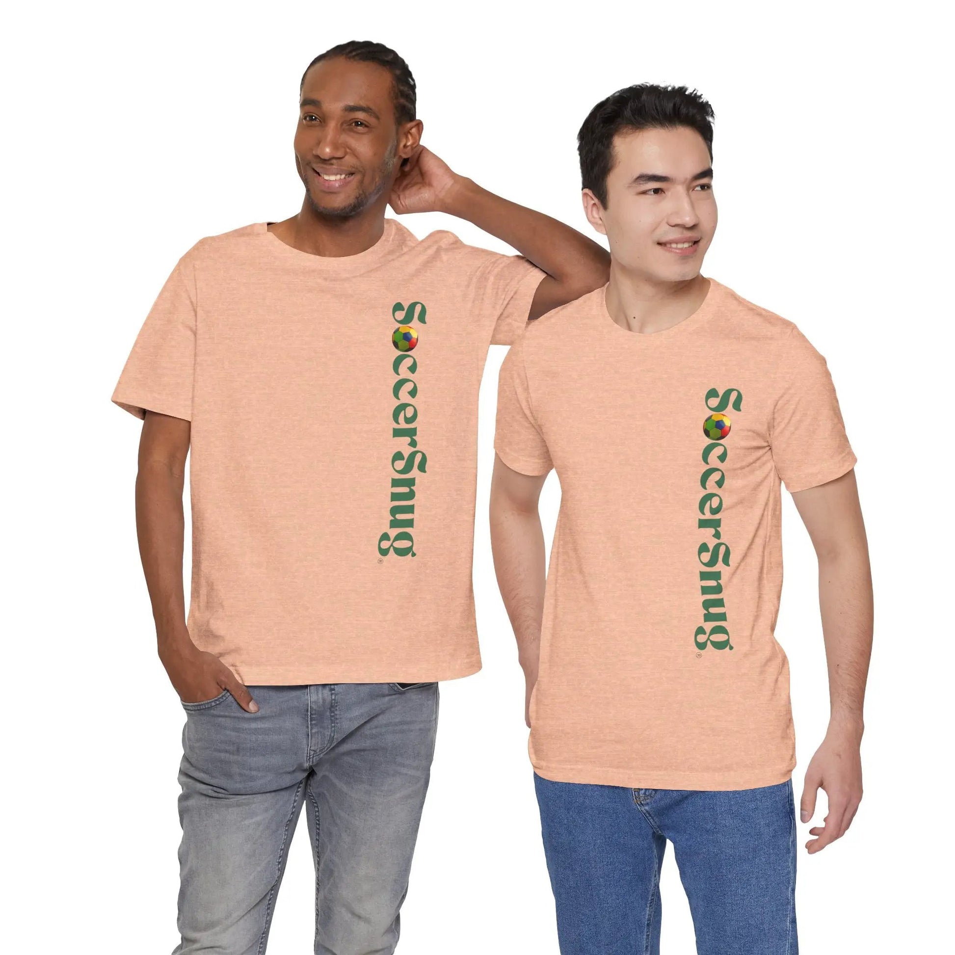 SoccerSnug Vertical Logo Tee Casual Soccer Fan Shirt by Printify