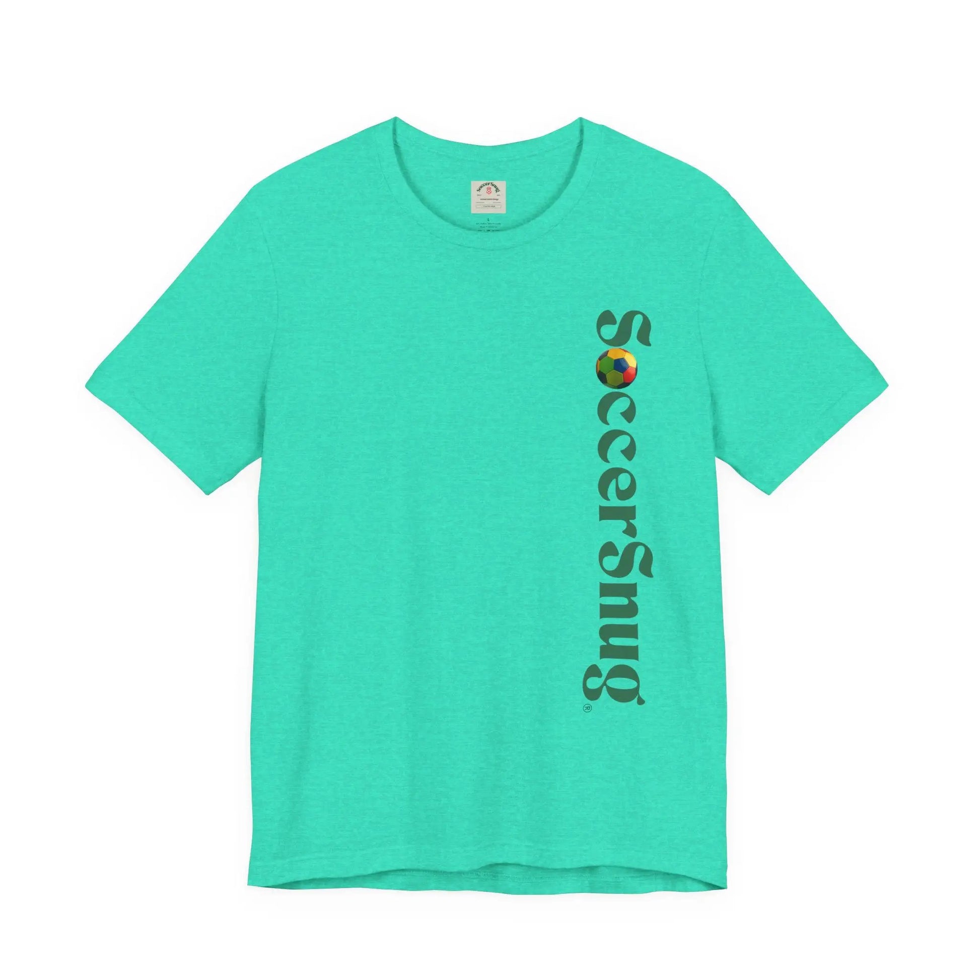 SoccerSnug Vertical Logo Tee Casual Soccer Fan Shirt by Printify