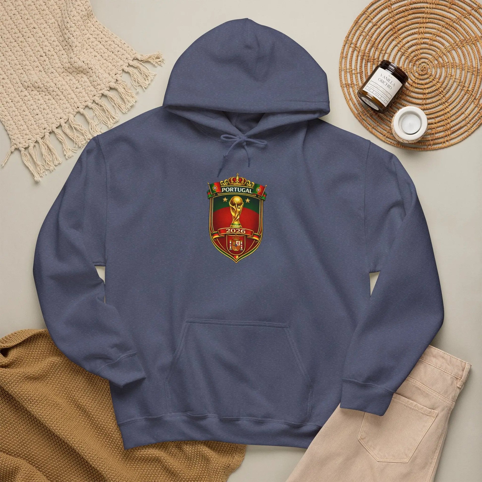 Portugal Football Crest Hoodie — Retro Soccer Emblem Sweatshirt by Printify