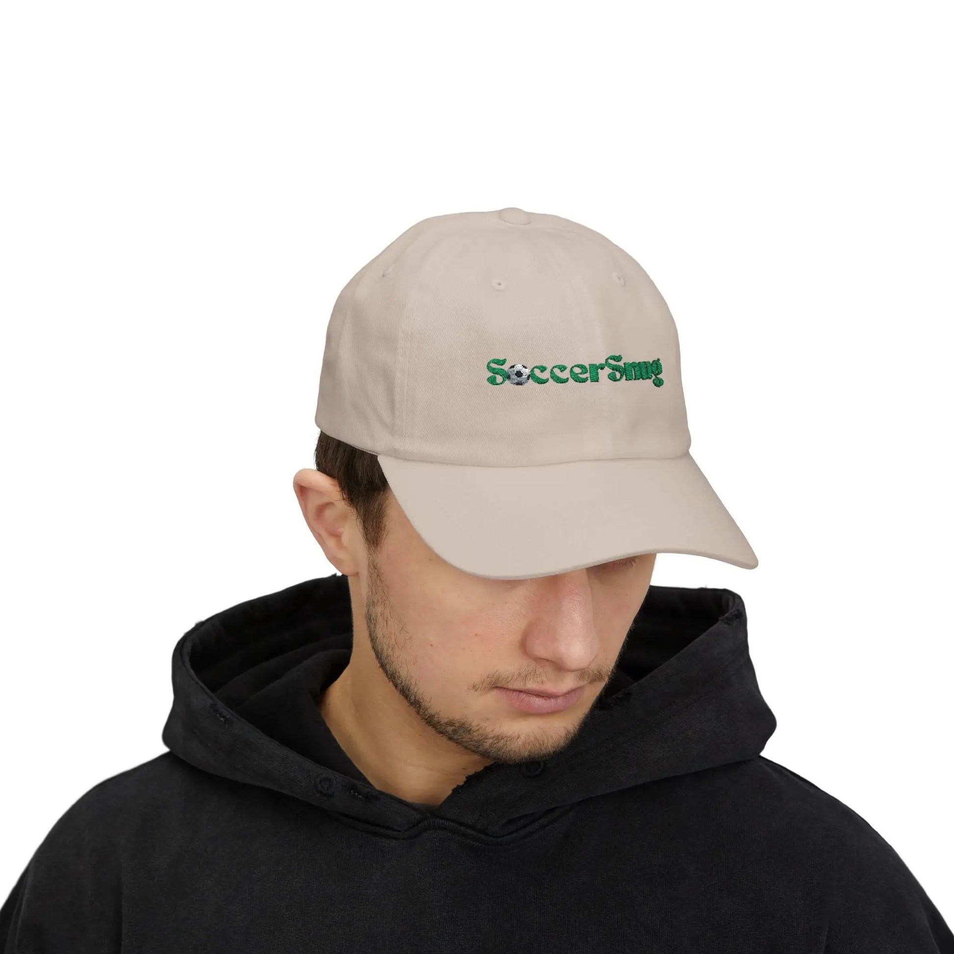 SoccerSnug Embroidered Dad Cap Casual Soccer Fan Baseball Hat by Printify