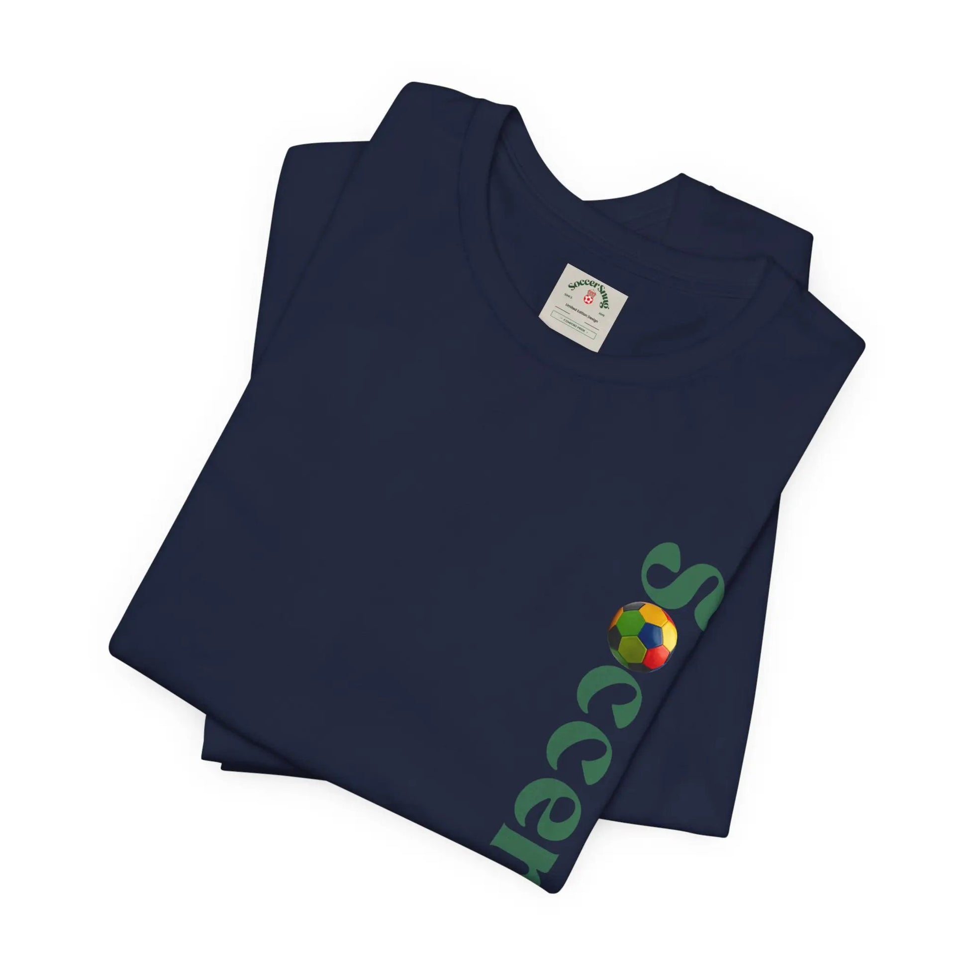 SoccerSnug Vertical Logo Tee Casual Soccer Fan Shirt by Printify