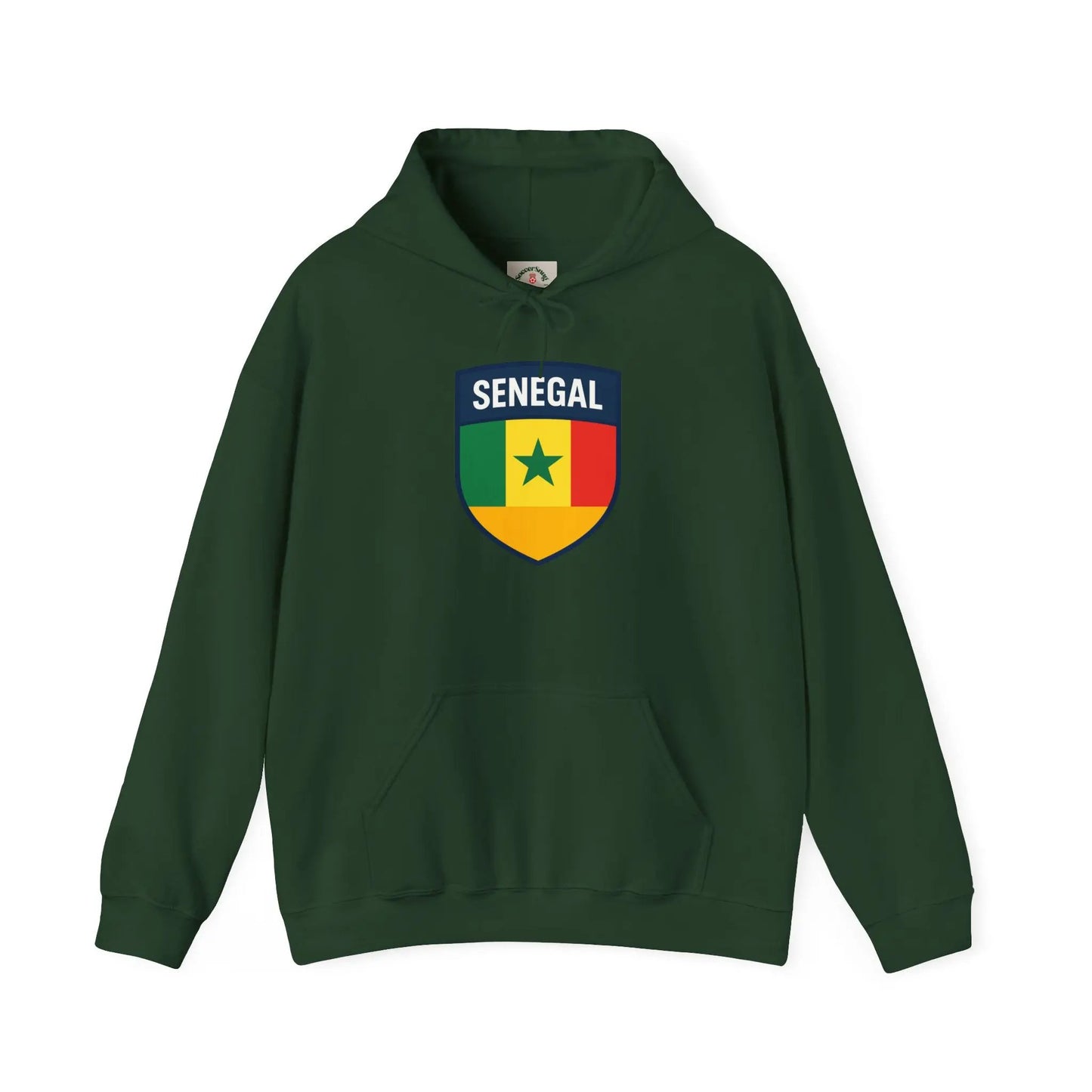 Senegal Flag Crest Hoodie With Shield Emblem For Fans And Travelers by Printify