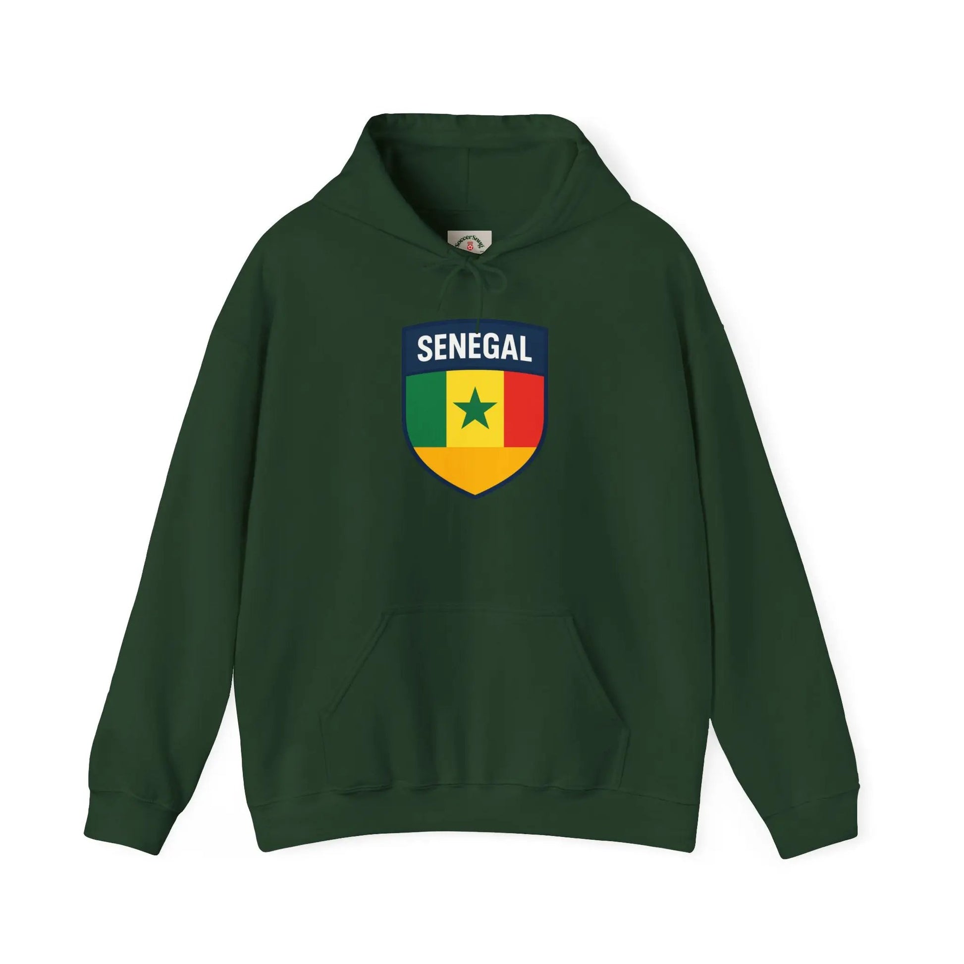 Senegal Flag Crest Hoodie With Shield Emblem For Fans And Travelers by Printify