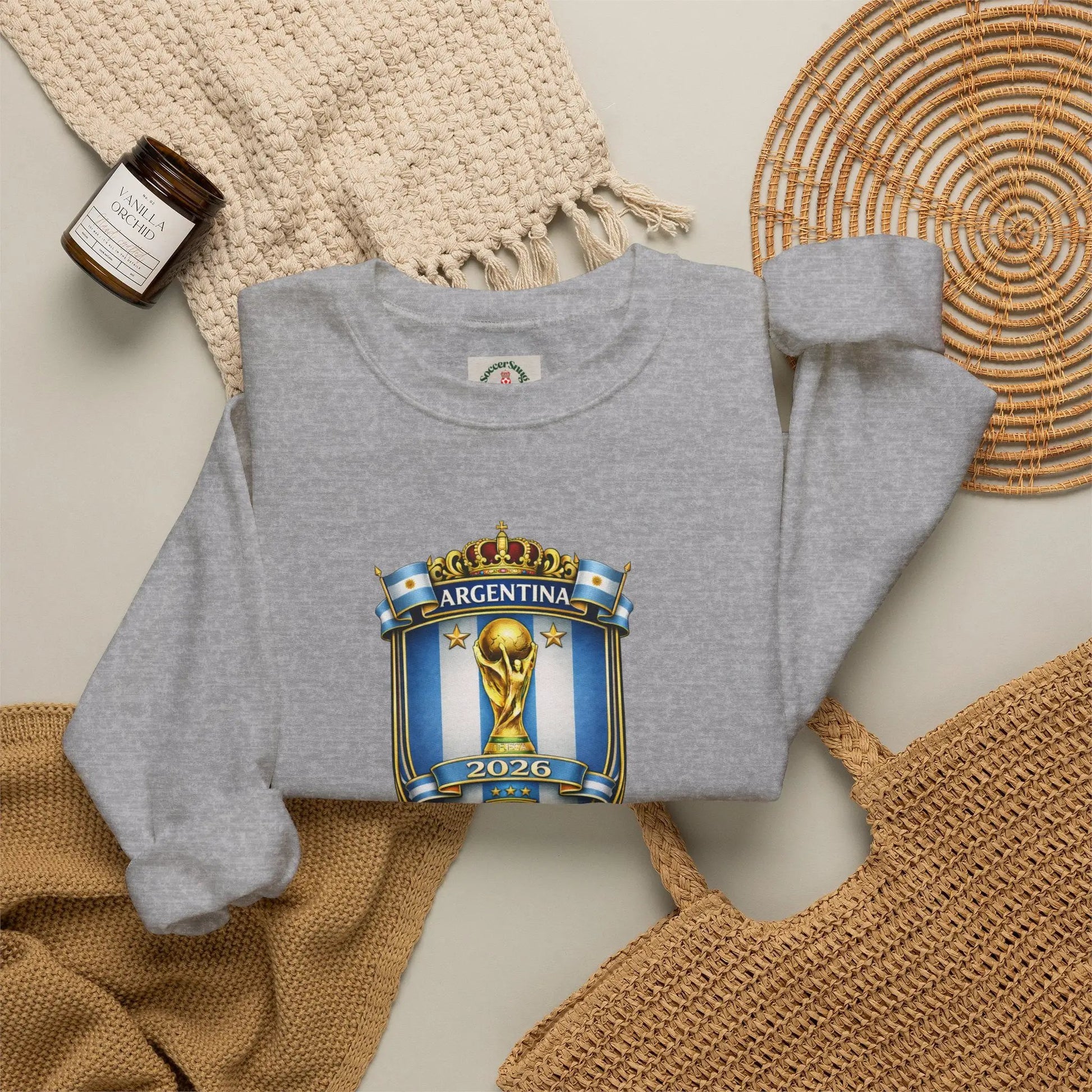 Argentina World Cup Crest Embroidered Crewneck Sweatshirt by Printify