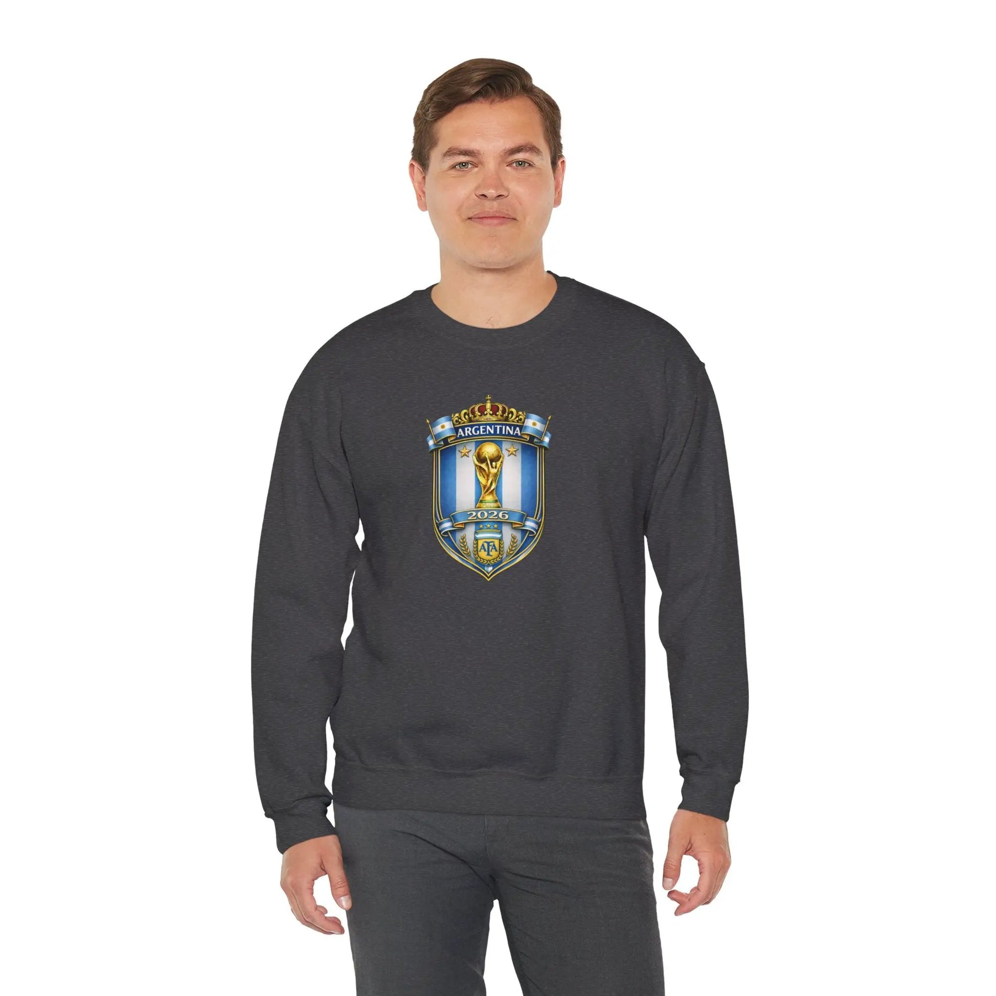 Argentina World Cup Crest Embroidered Crewneck Sweatshirt by Printify