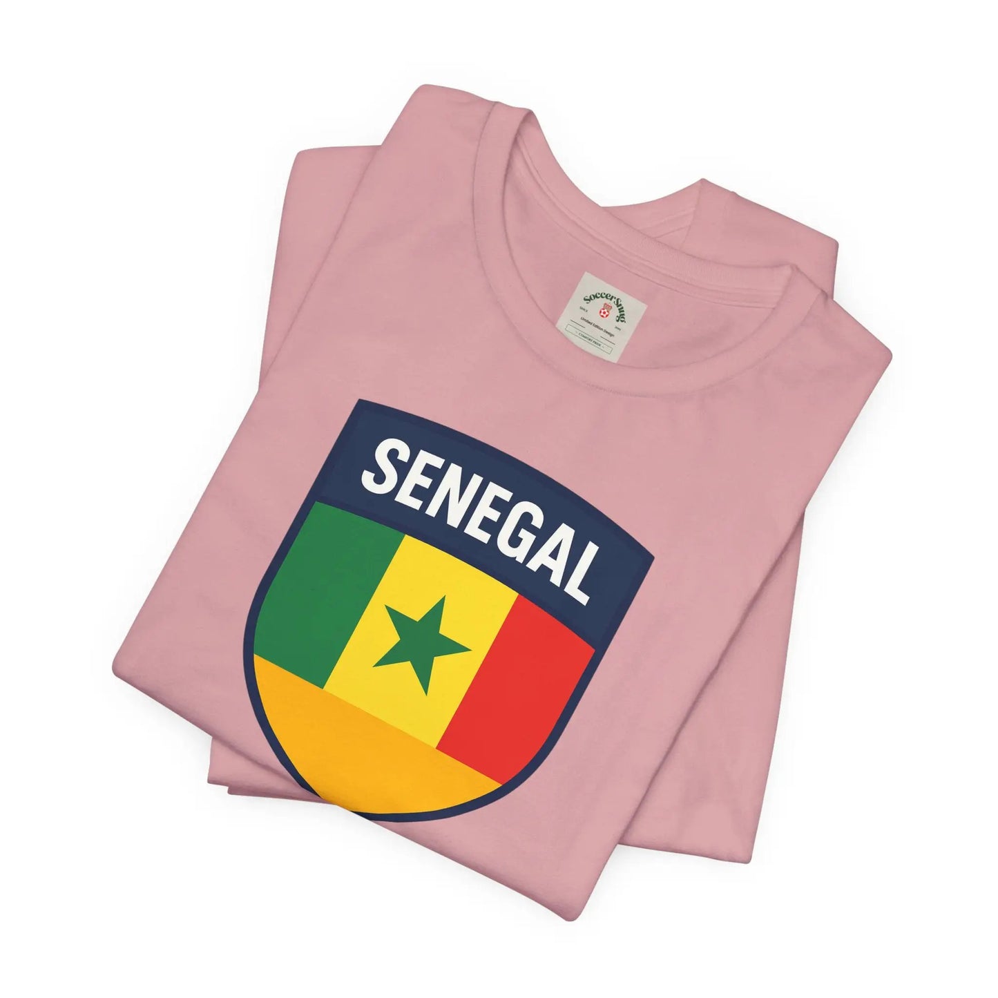 Senegal Flag Shield T Shirt Crest Tee For Fans Pride Soft Breathable by Printify