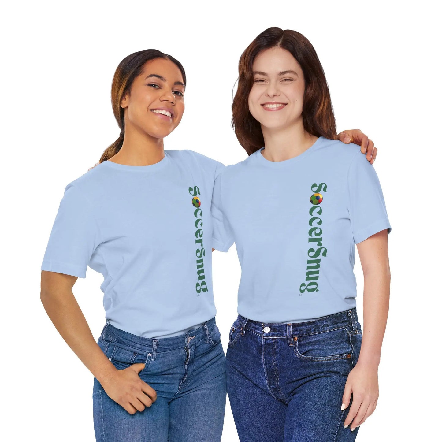 SoccerSnug Vertical Logo Tee Casual Soccer Fan Shirt by Printify