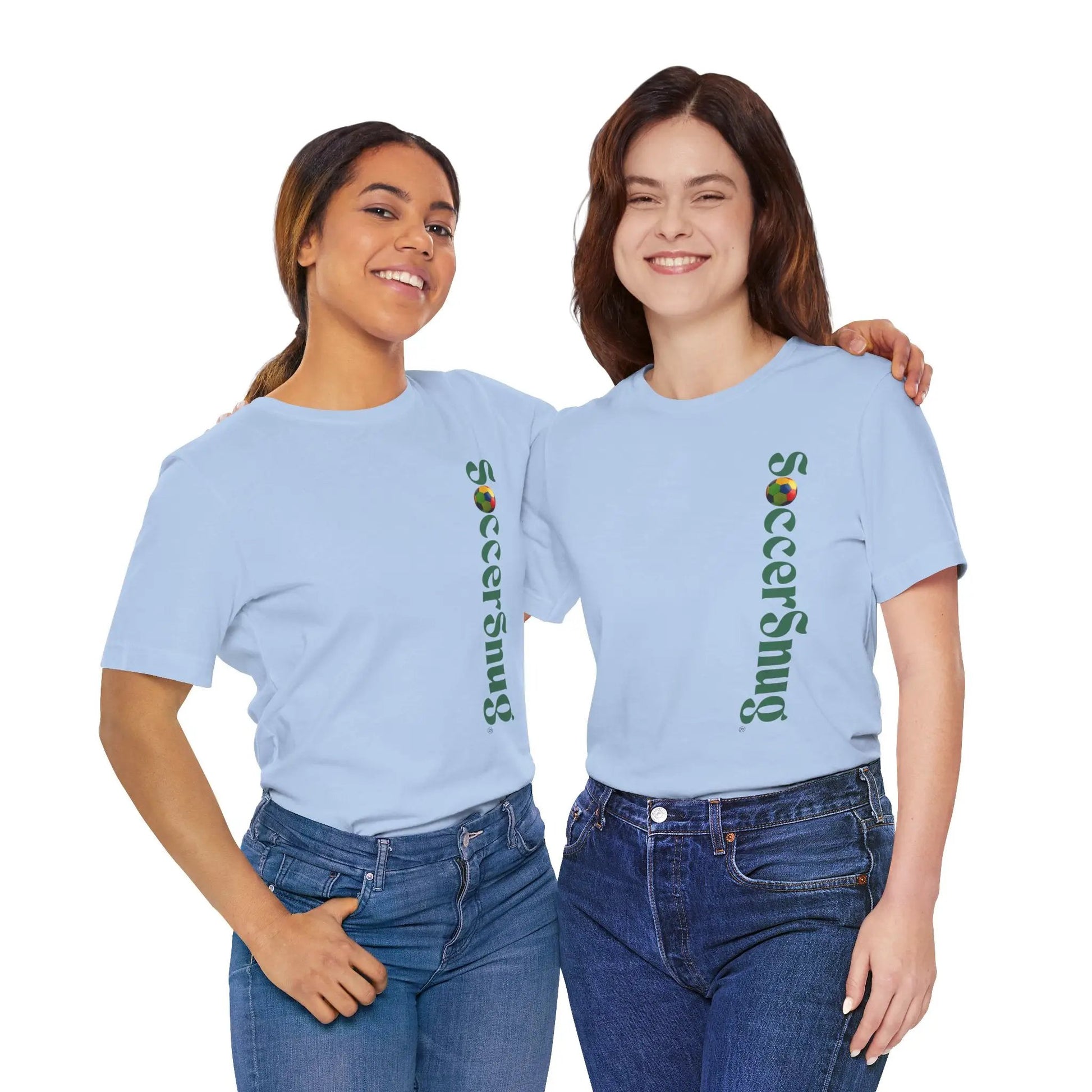 SoccerSnug Vertical Logo Tee Casual Soccer Fan Shirt by Printify