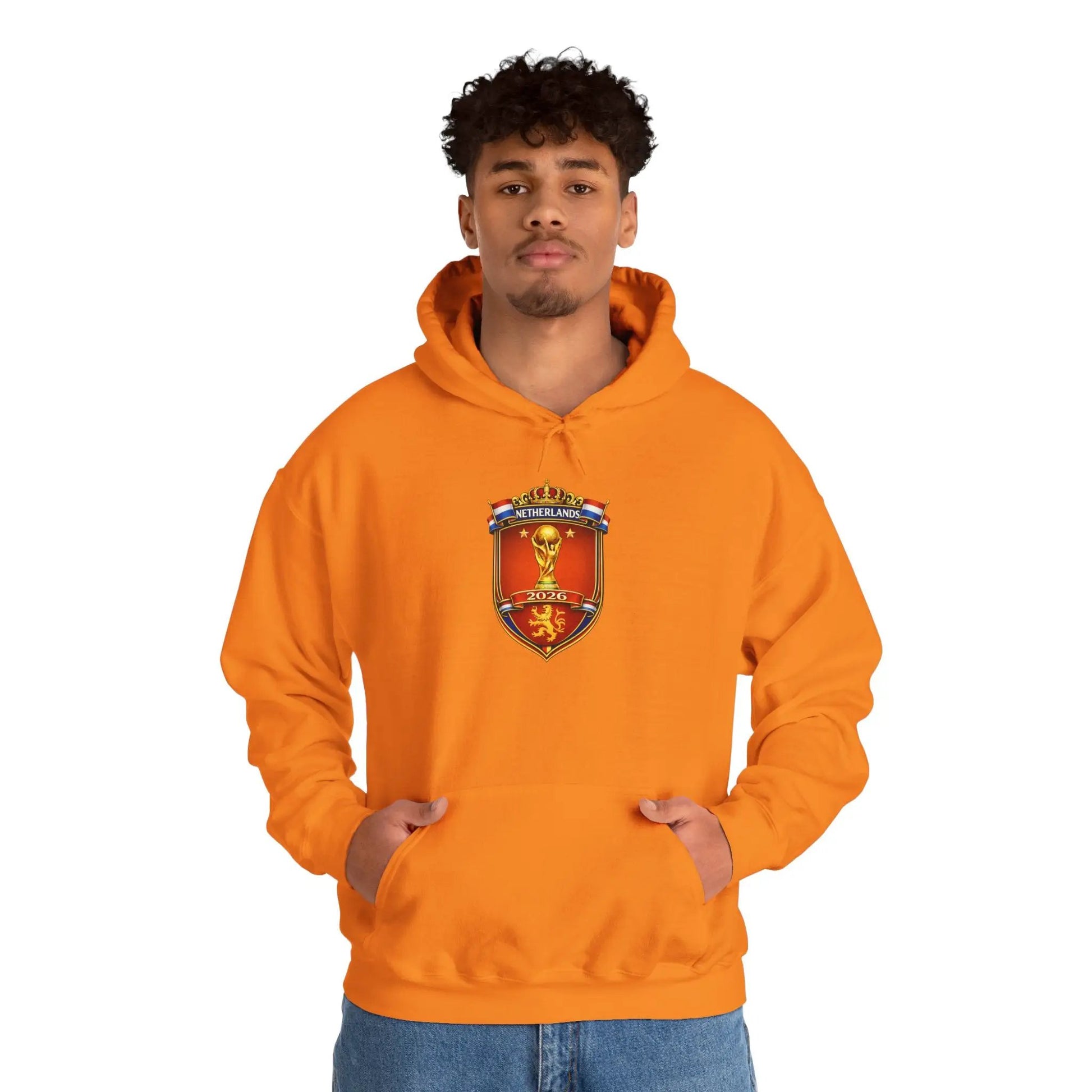 Netherland World Cup 2026 Crest Hoodie — Lion Shield Emblem Hooded Sweatshirt by Printify