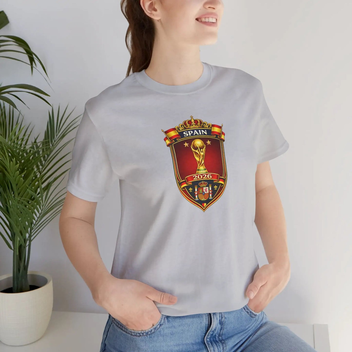 Spain World Cup Crest T‑Shirt — Soccer Fan Jersey Tee by Printify