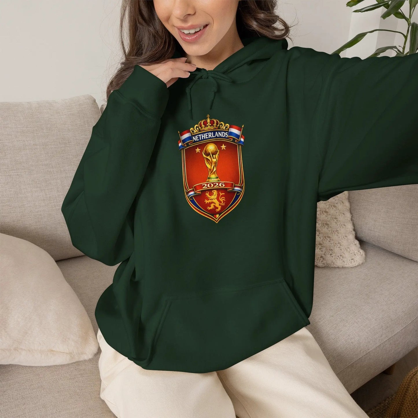Netherlands World Cup 2026 Crest Hoodie Lion Shield Emblem Sweatshirt by Printify
