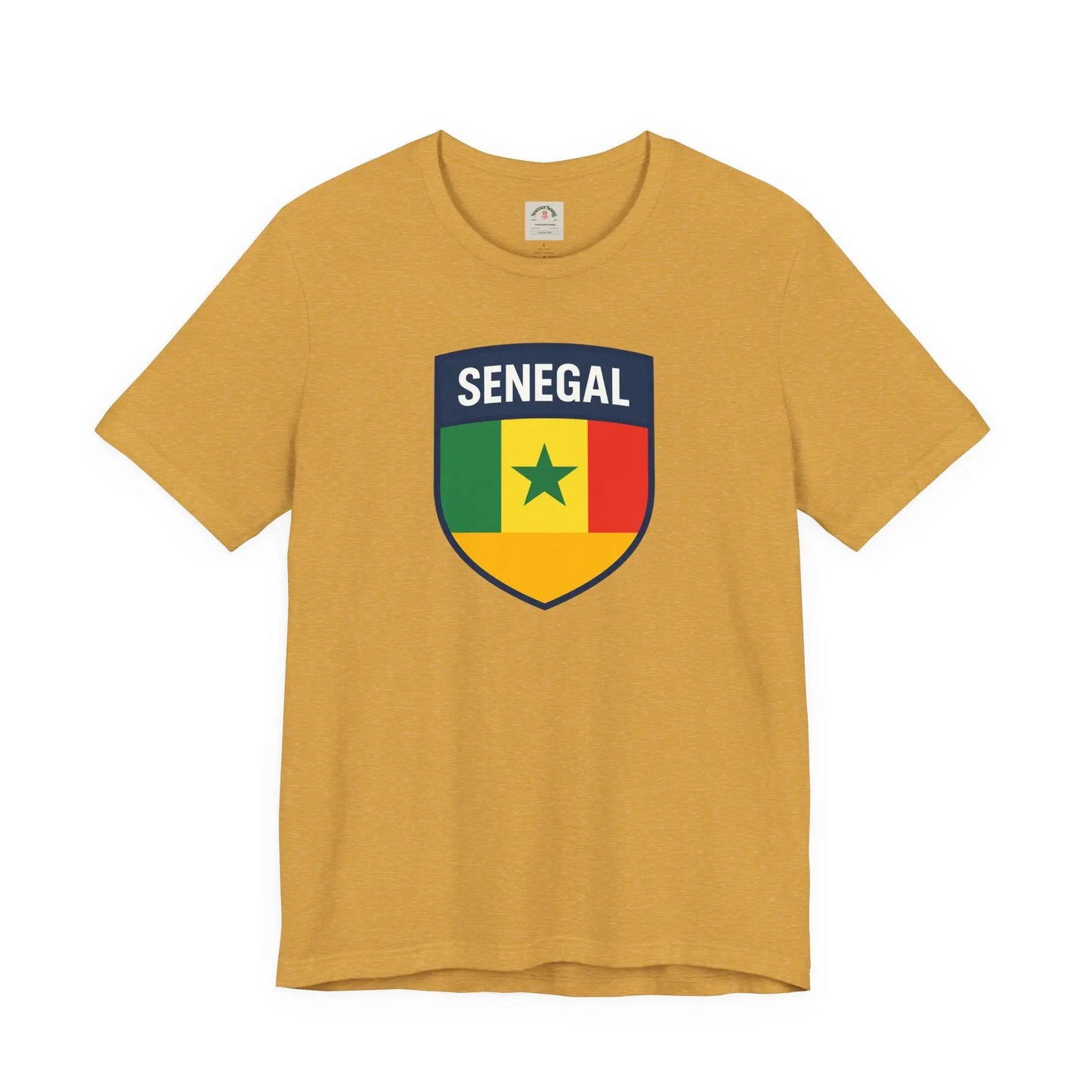 Senegal Flag Shield T Shirt Crest Tee For Fans Pride Soft Breathable by Printify