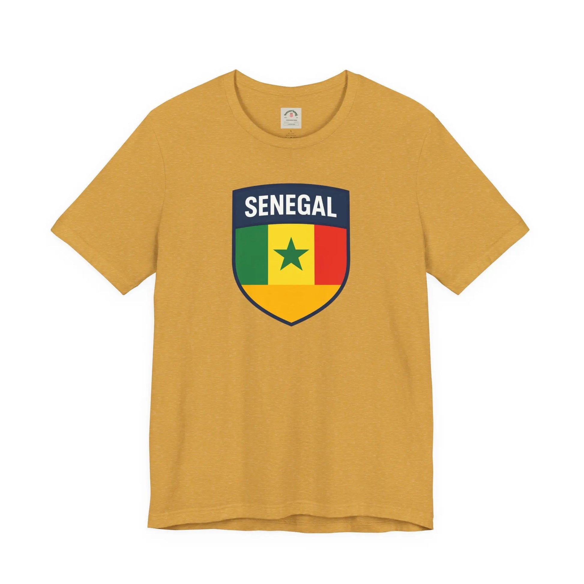 Senegal Flag Shield T Shirt Crest Tee For Fans Pride Soft Breathable by Printify