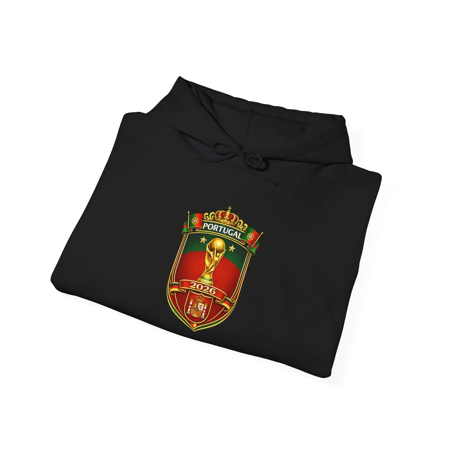 Portugal Football Crest Hoodie — Retro Soccer Emblem Sweatshirt by Printify
