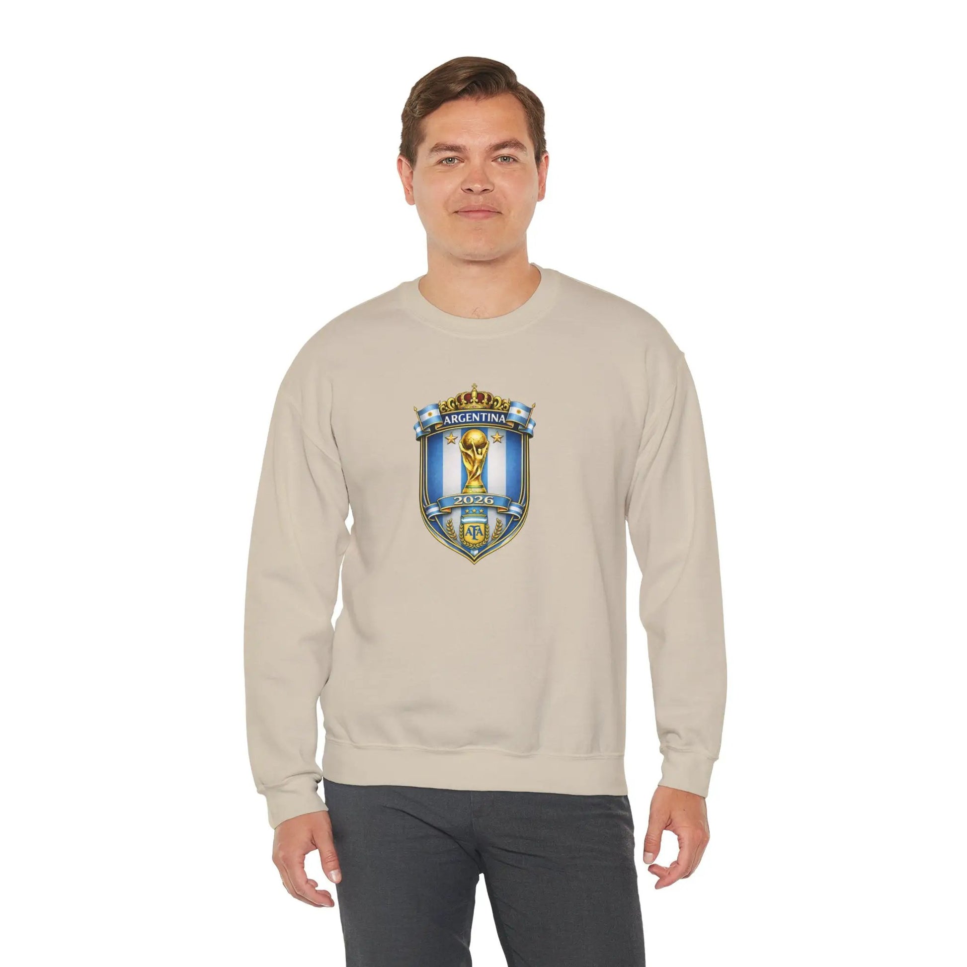 Argentina World Cup Crest Embroidered Crewneck Sweatshirt by Printify