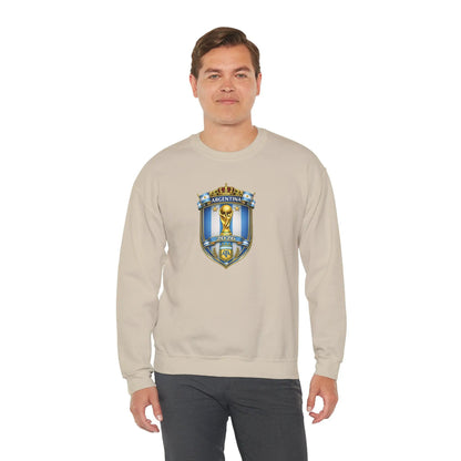 Argentina World Cup Crest Embroidered Crewneck Sweatshirt by Printify