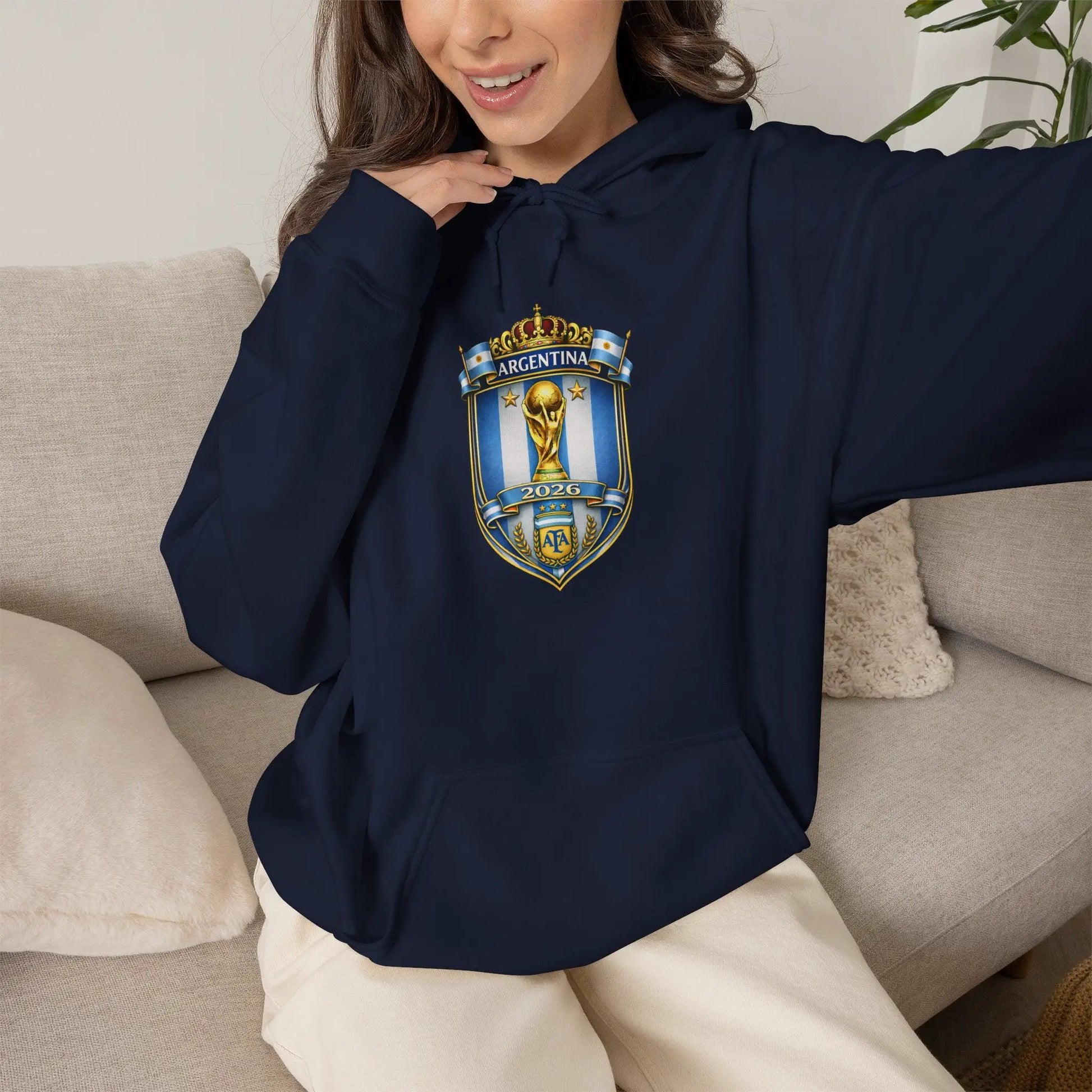 Soccer Trophy Crest Hoodie - Champion Shield Football Pullover by Printify