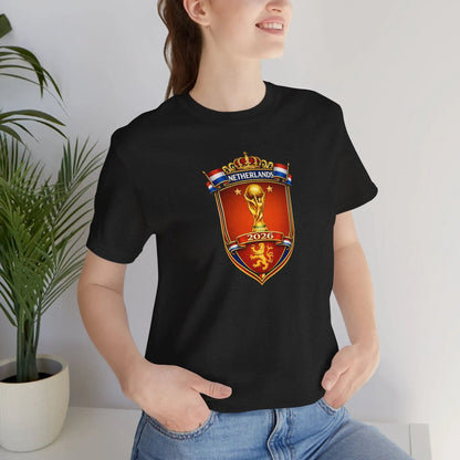 Netherlands World Cup 2026 Soccer Crest Tee Shirt Lions by Printify