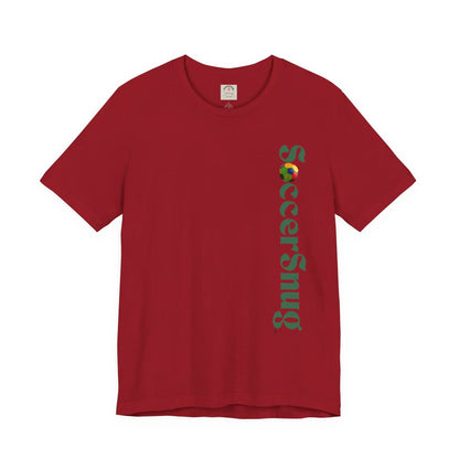 SoccerSnug Vertical Logo Tee Casual Soccer Fan Shirt by Printify