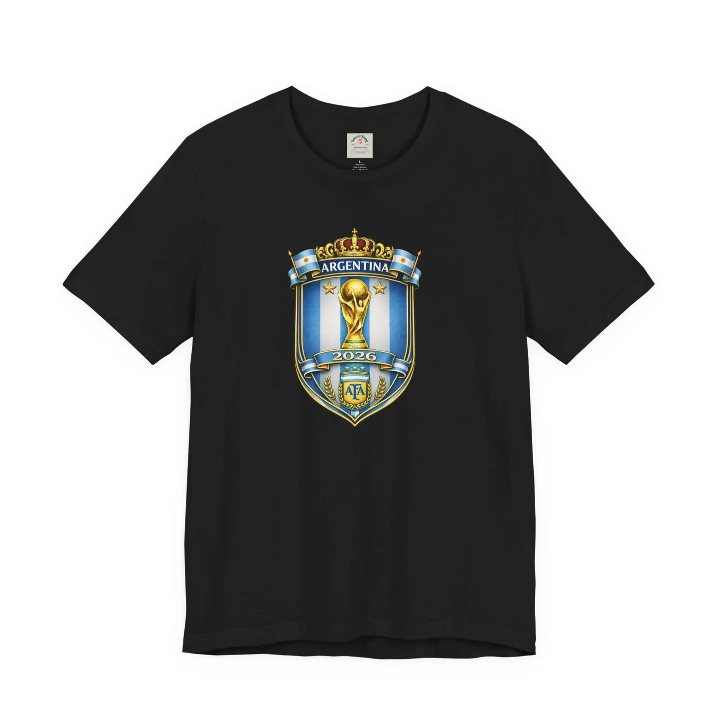 Argentina World Cup Trophy Shield Tee Soccer Fan Jersey by Printify