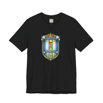 Argentina World Cup Trophy Shield Tee Soccer Fan Jersey by Printify