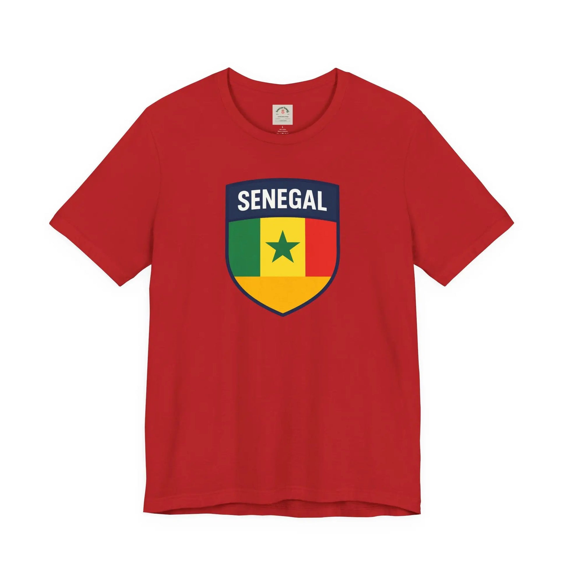 Senegal Flag Shield T Shirt Crest Tee For Fans Pride Soft Breathable by Printify