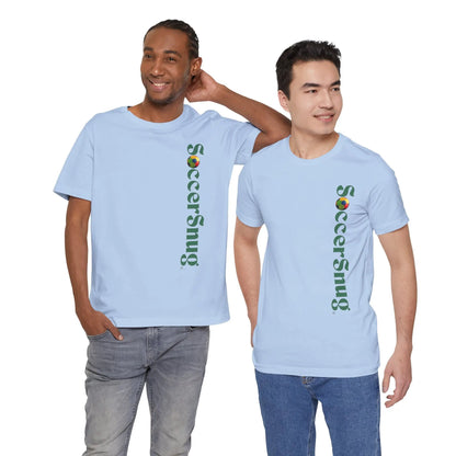 SoccerSnug Vertical Logo Tee Casual Soccer Fan Shirt by Printify