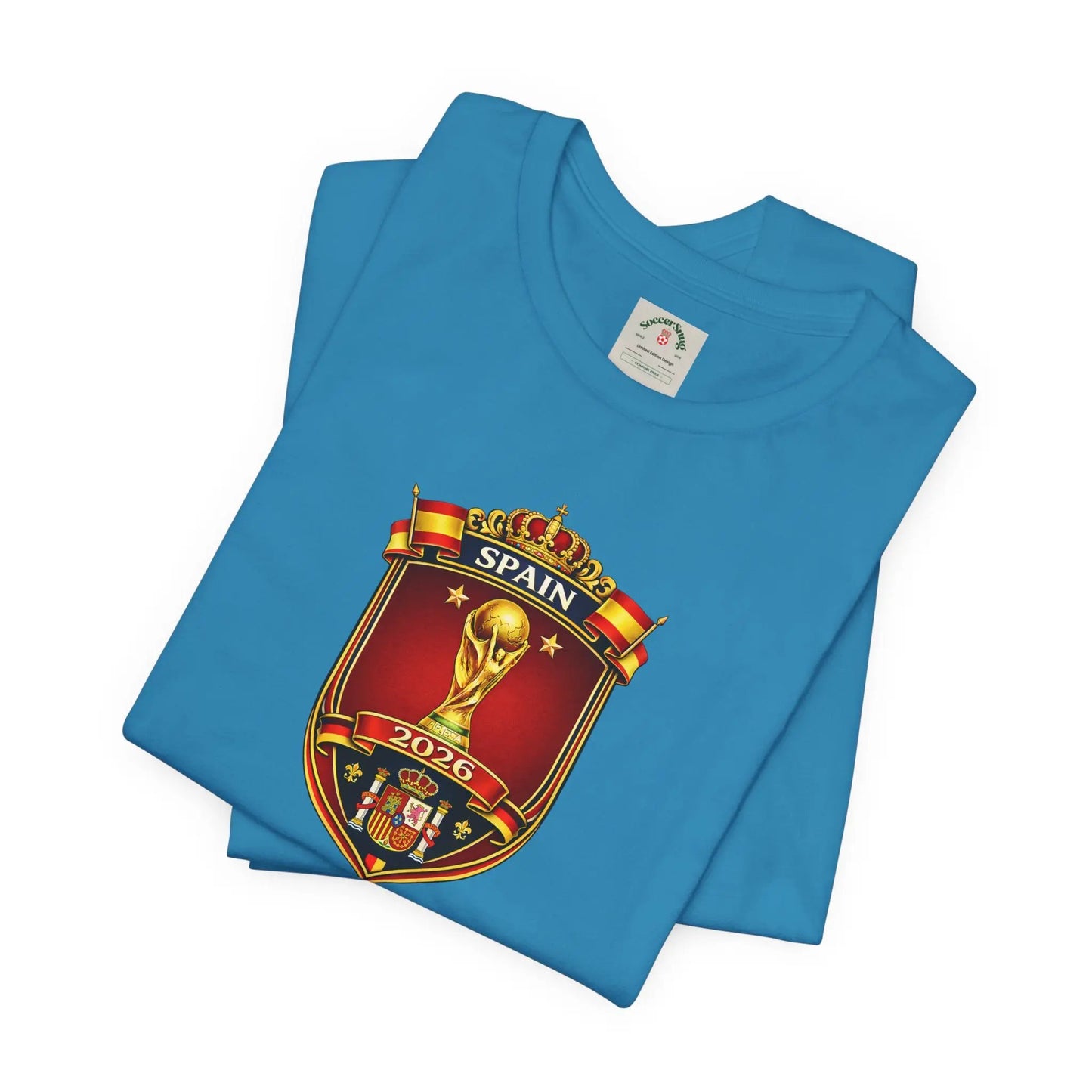 Spain World Cup Crest T‑Shirt — Soccer Fan Jersey Tee by Printify