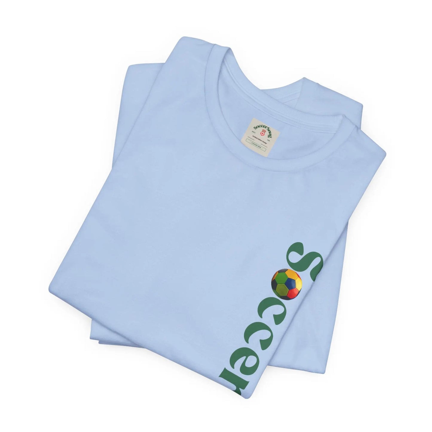 SoccerSnug Vertical Logo Tee Casual Soccer Fan Shirt by Printify