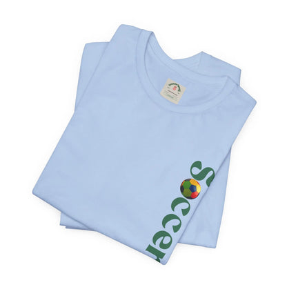 SoccerSnug Vertical Logo Tee Casual Soccer Fan Shirt by Printify