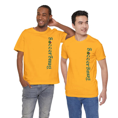 SoccerSnug Vertical Logo Tee Casual Soccer Fan Shirt by Printify