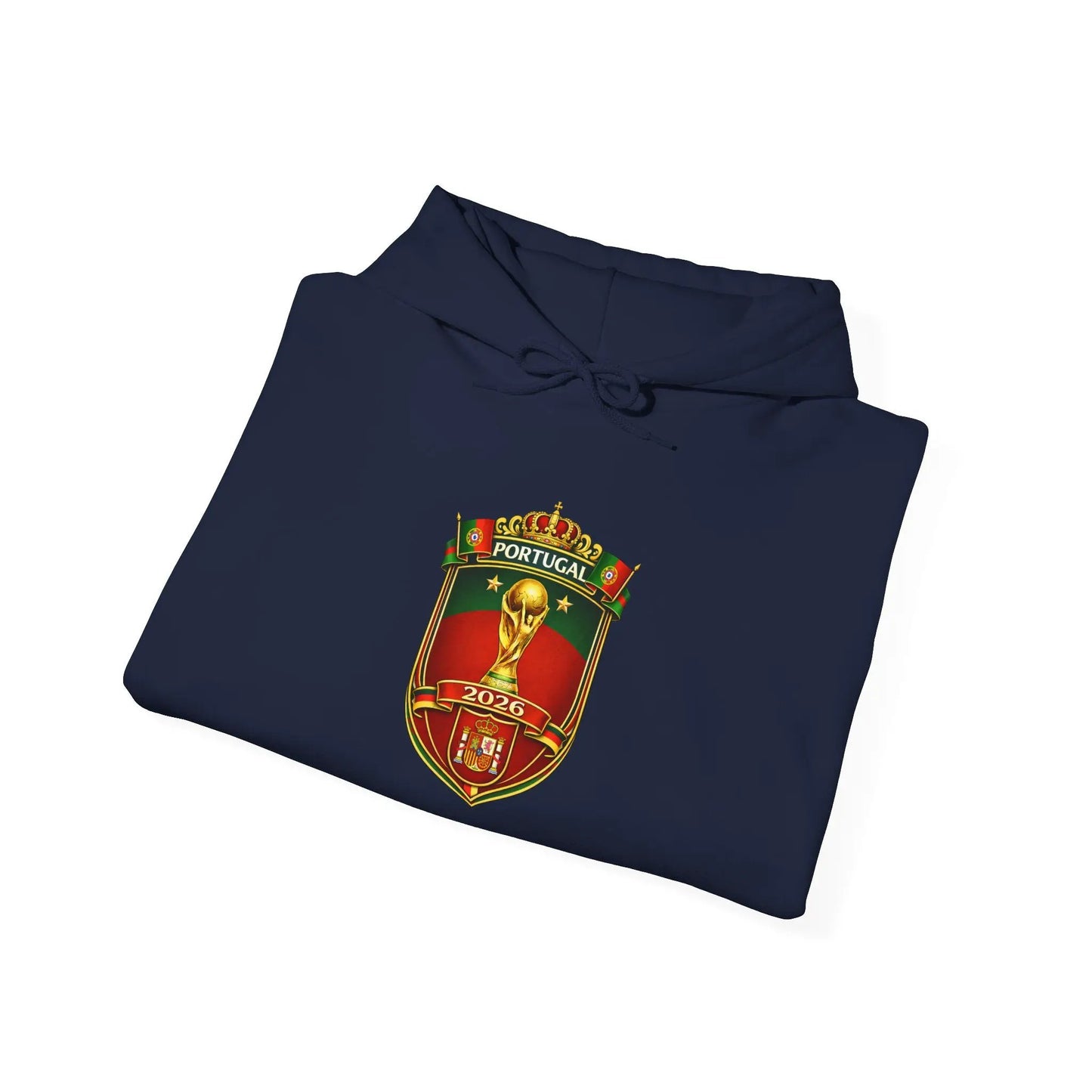 Portugal Football Crest Hoodie — Retro Soccer Emblem Sweatshirt by Printify