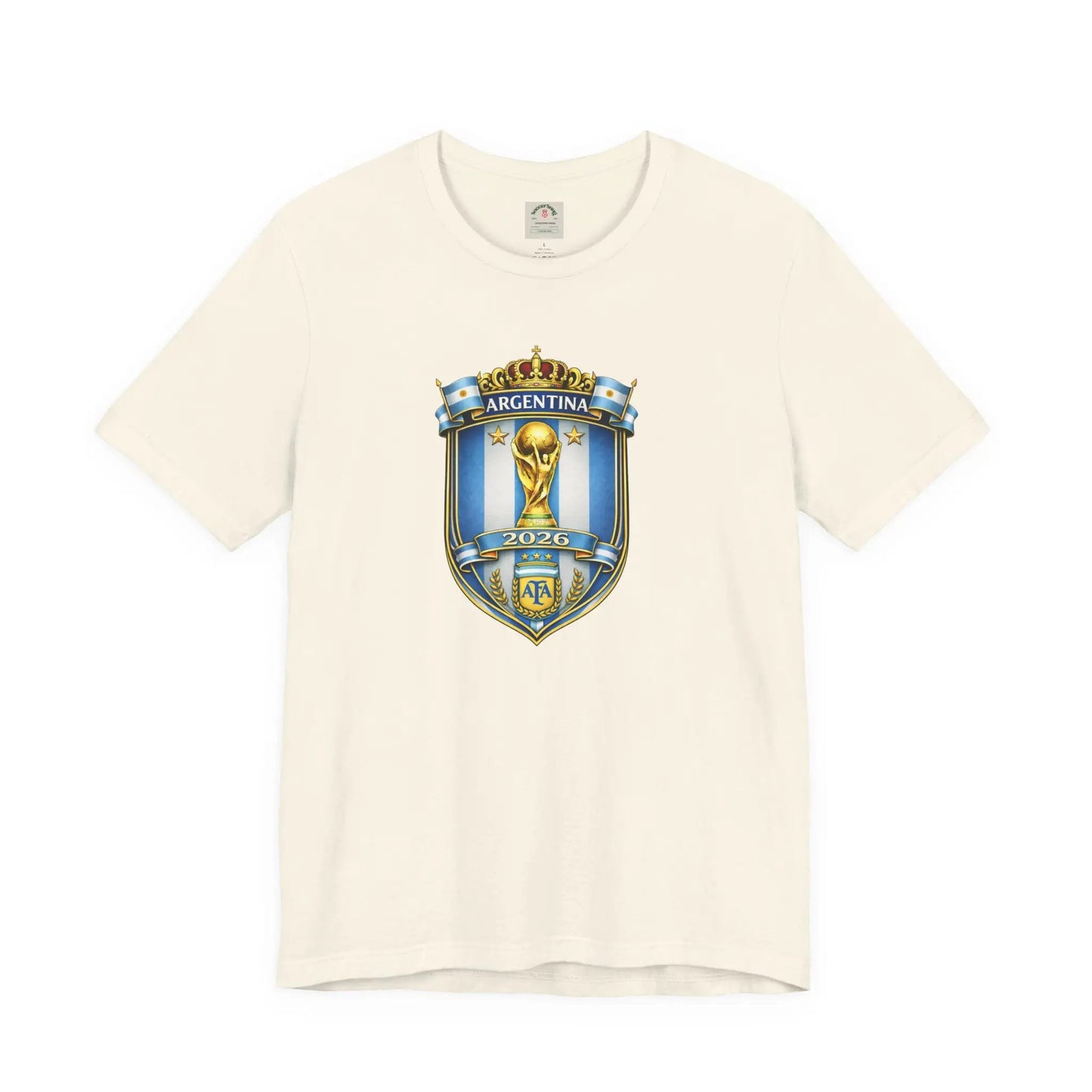 Argentina World Cup Trophy Shield Tee Soccer Fan Jersey by Printify