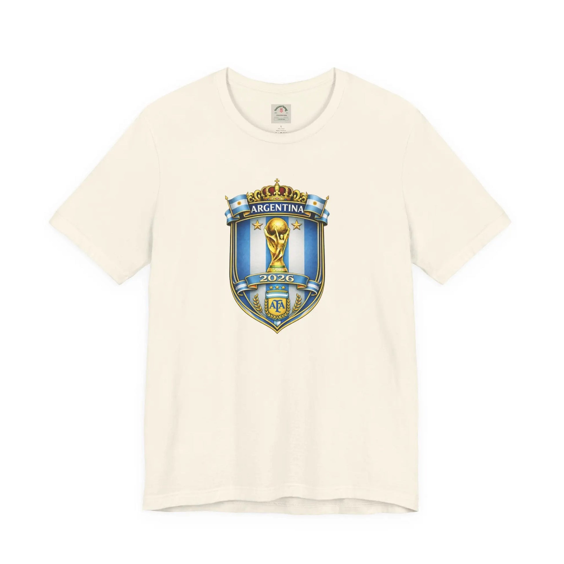 Argentina World Cup Trophy Shield Tee Soccer Fan Jersey by Printify