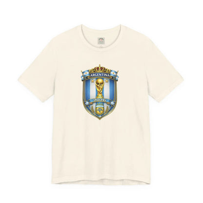 Argentina World Cup Trophy Shield Tee Soccer Fan Jersey by Printify