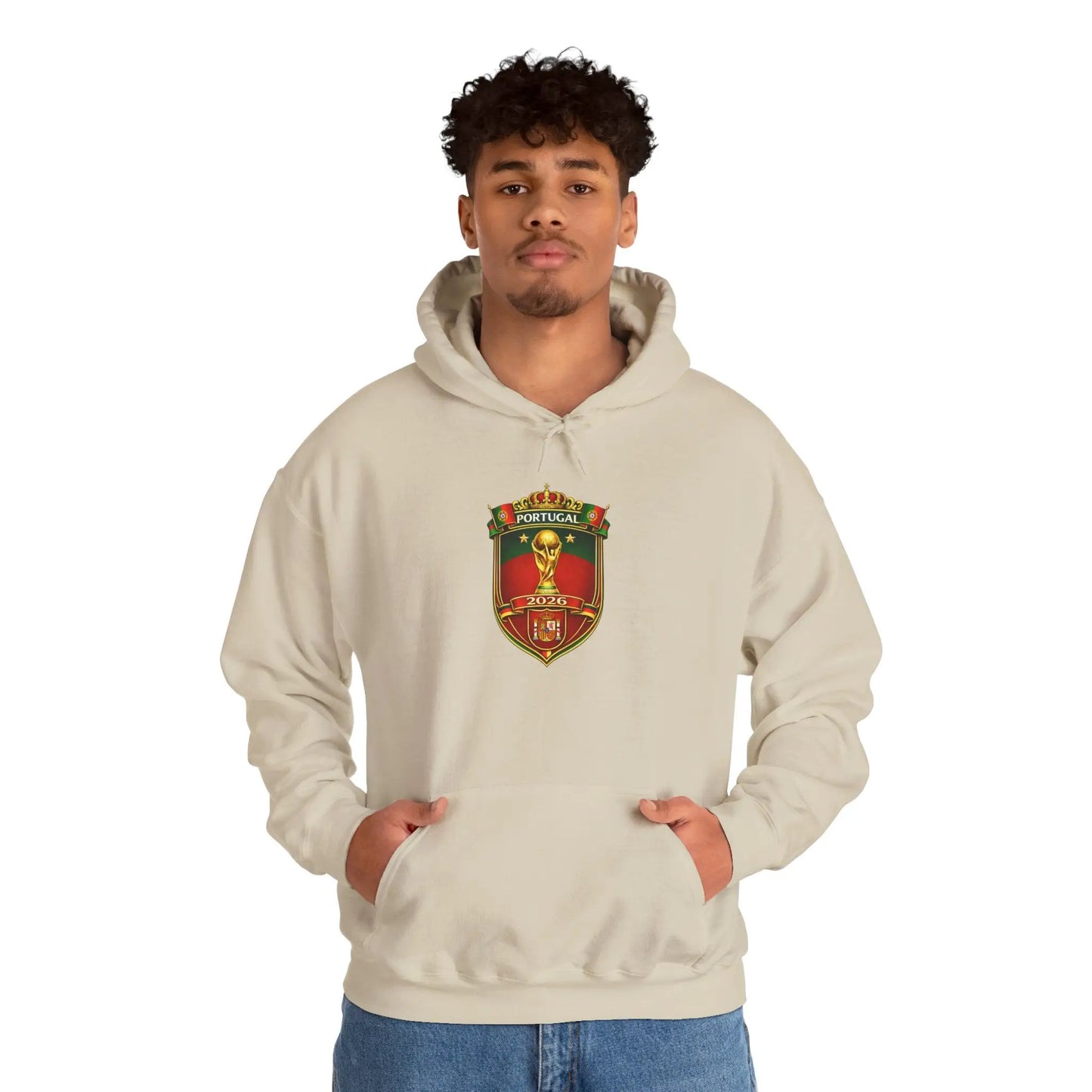 Portugal Football Crest Hoodie — Retro Soccer Emblem Sweatshirt by Printify