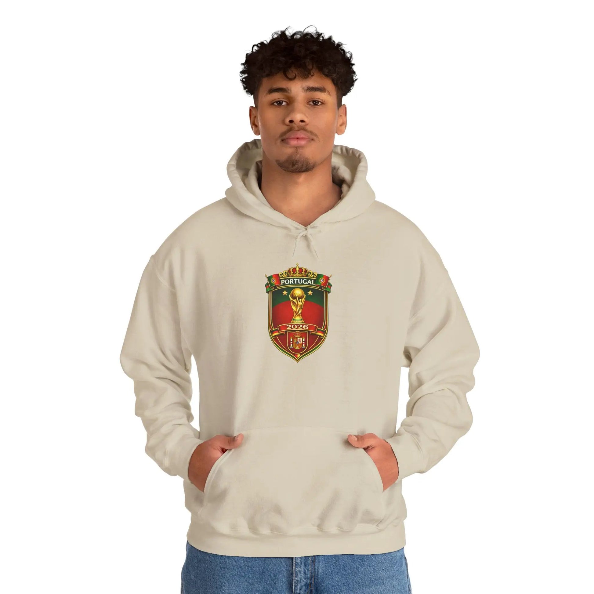 Portugal Football Crest Hoodie — Retro Soccer Emblem Sweatshirt by Printify