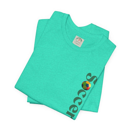 SoccerSnug Vertical Logo Tee Casual Soccer Fan Shirt by Printify