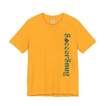 SoccerSnug Vertical Logo Tee Casual Soccer Fan Shirt by Printify