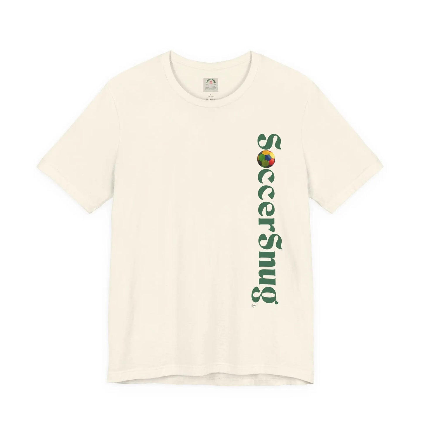 SoccerSnug Vertical Logo Tee Casual Soccer Fan Shirt by Printify