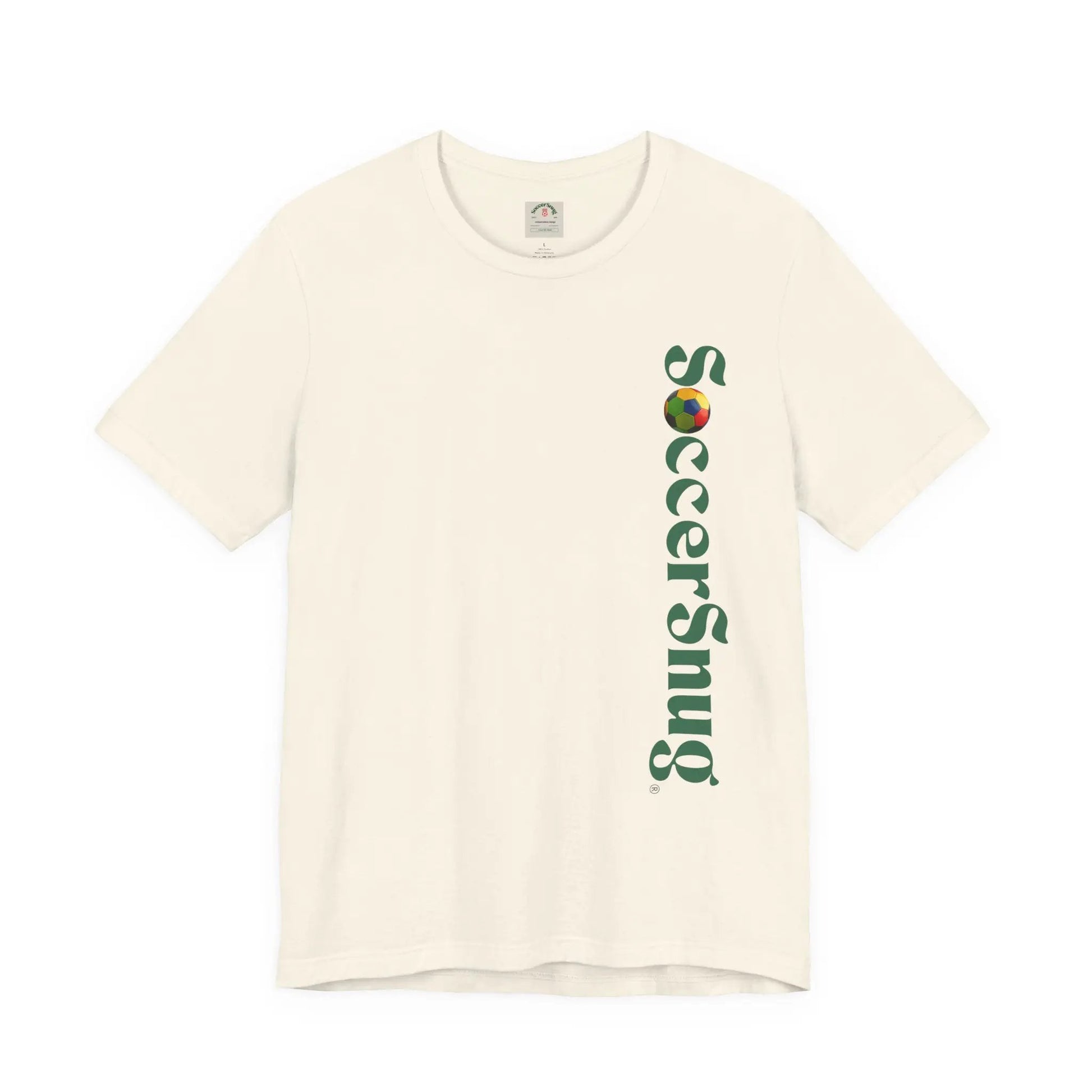 SoccerSnug Vertical Logo Tee Casual Soccer Fan Shirt by Printify