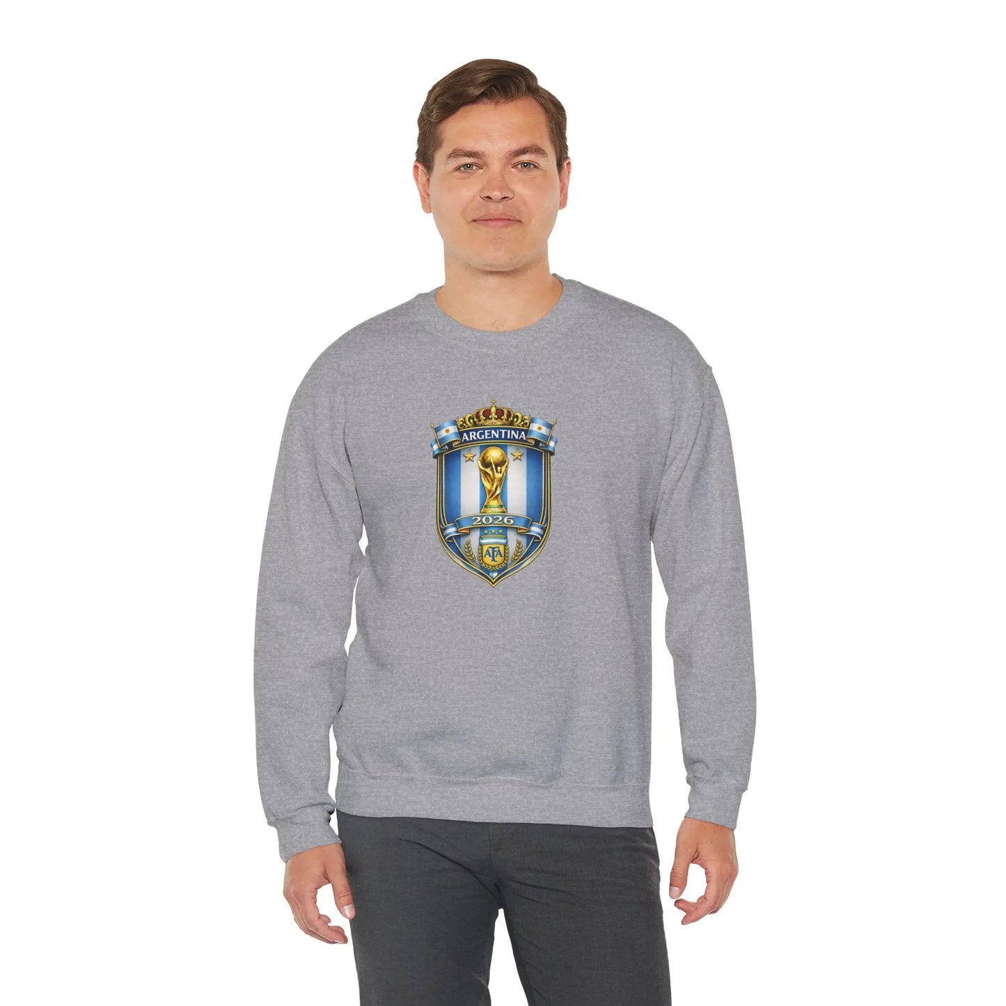 Argentina World Cup Crest Embroidered Crewneck Sweatshirt by Printify