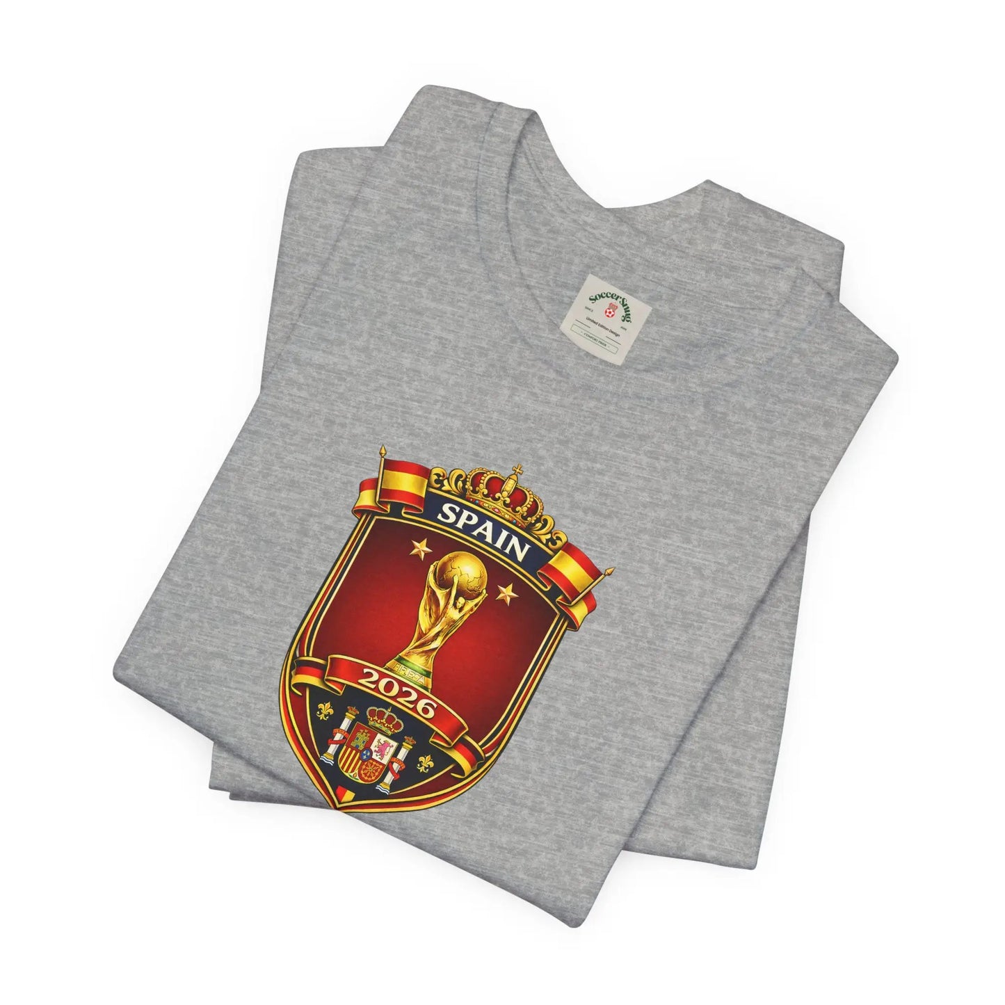 Spain World Cup Crest T‑Shirt — Soccer Fan Jersey Tee by Printify