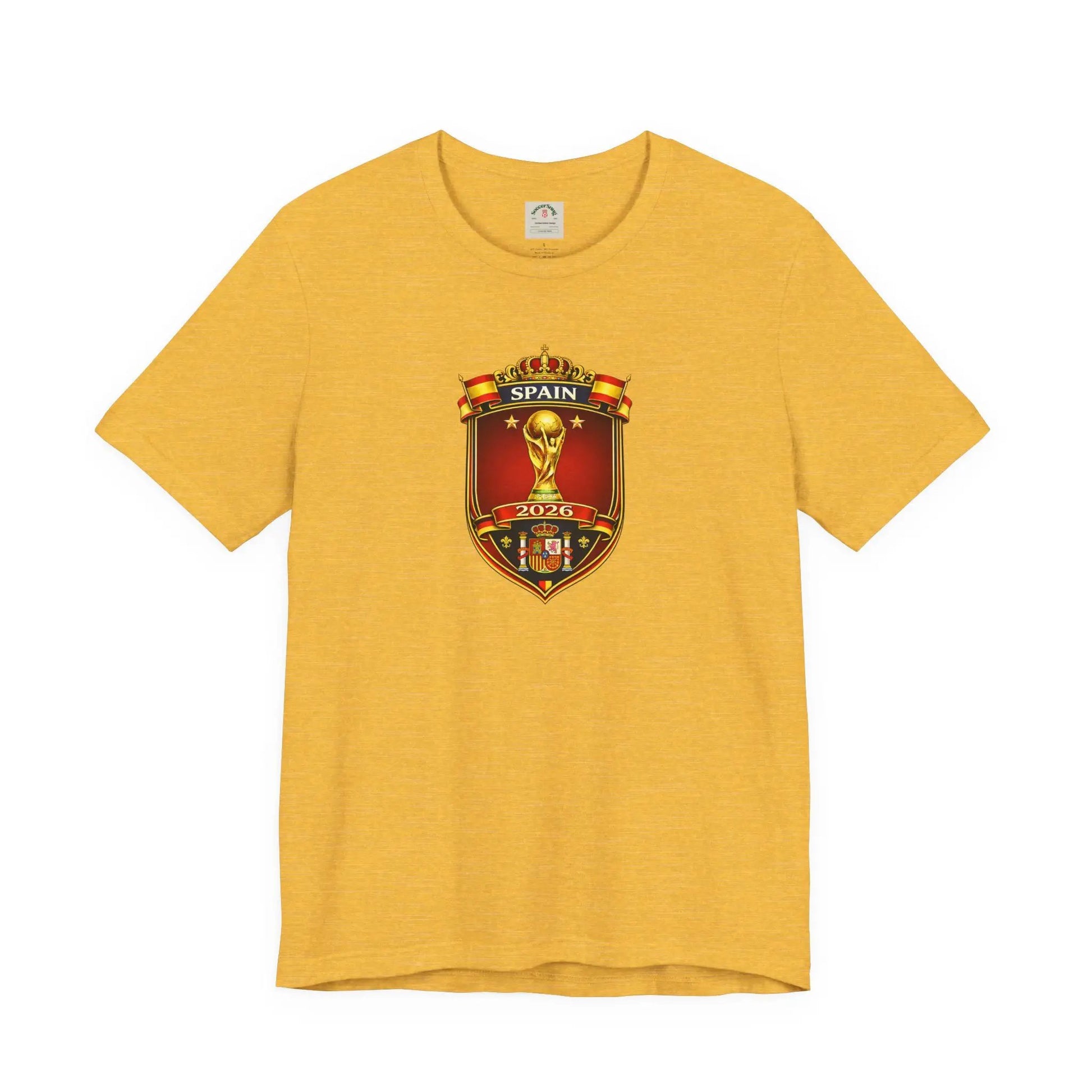 Spain World Cup Crest T‑Shirt — Soccer Fan Jersey Tee by Printify