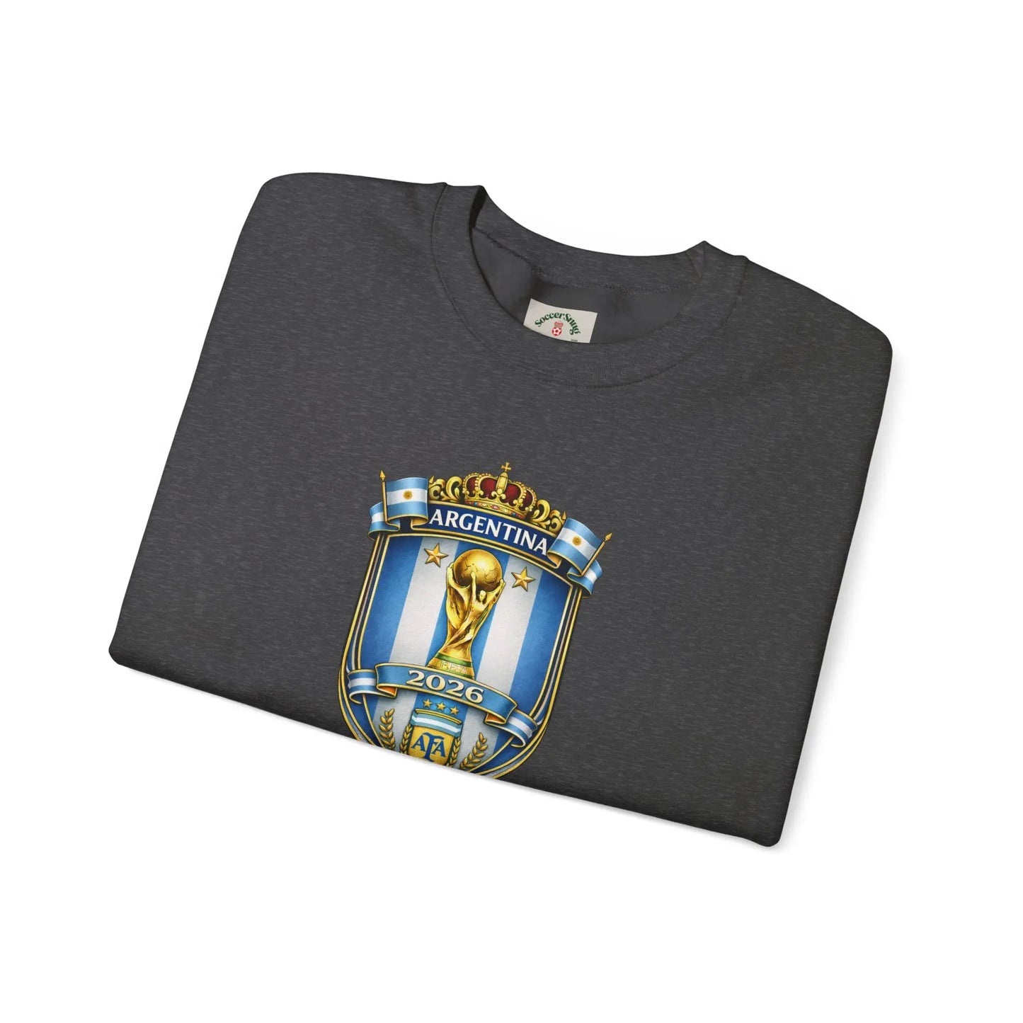 Argentina World Cup Crest Embroidered Crewneck Sweatshirt by Printify