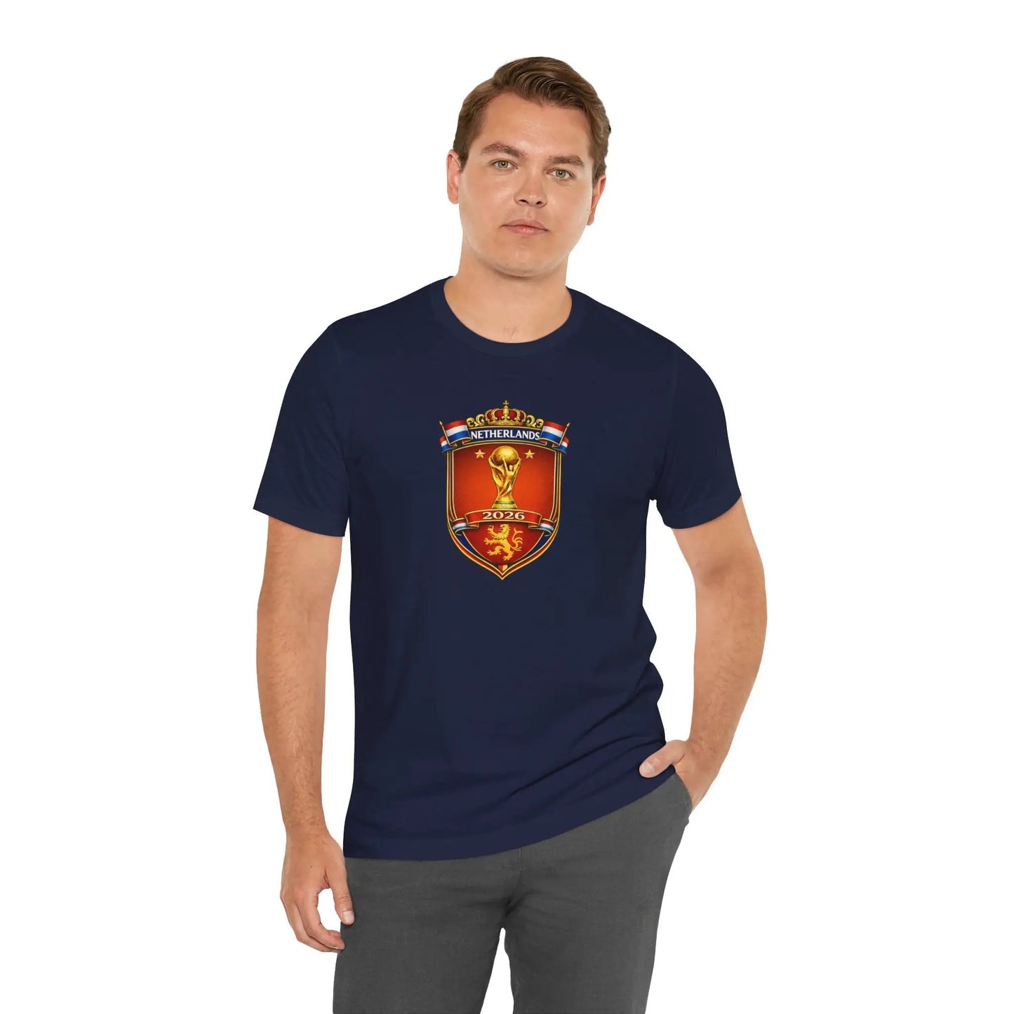 Netherlands World Cup 2026 Soccer Crest Tee Shirt Lions by Printify